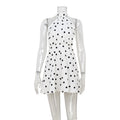 Short Sleeveless Polka Dot Halter Neck French Romantic Sexy Flirty Flowy Fitted Dress for Women Vacation Style