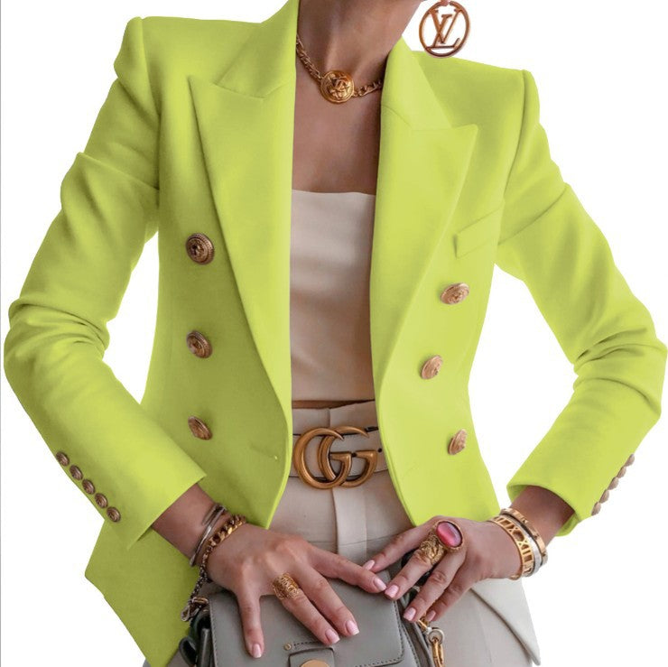 Fashionable Casual Solid Color Blazer Short Jacket for Women
