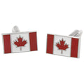 Silvertone Novelty Canadian Flag Cufflinks with Jewelry Box-0