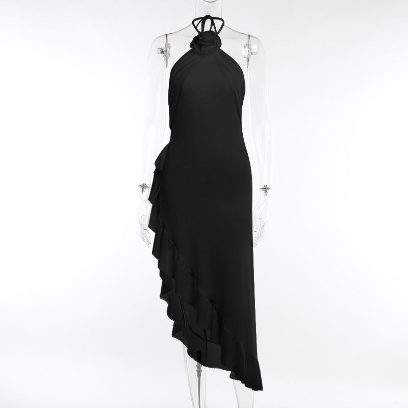 New Fashionable Glamorous Sexy Body-Conical 3D Flower Cutout Split Dress for Women
