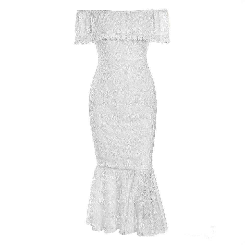 Elegant One-Shoulder Lace Bodycon Sexy Evening Dress for Women, Formal Cocktail Gown