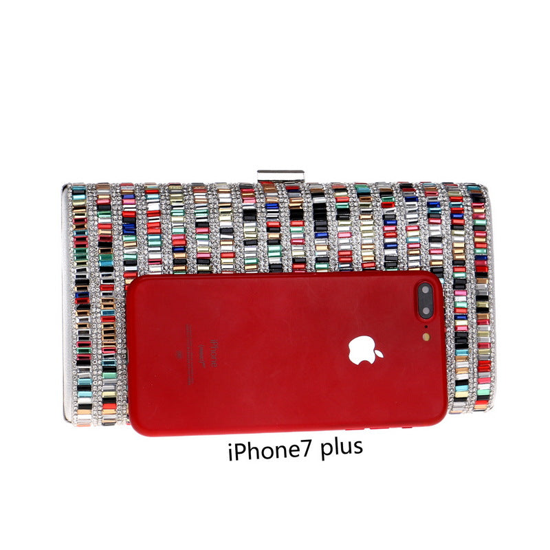 New Style Dinner Dress Evening Dress Bag Ladies Hand Colorful Diamonds Small Square Bag