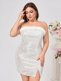 Elegant Bodycon Dress with Sequins Sleeveless Pure Color, Sexy Evening Gown for Women