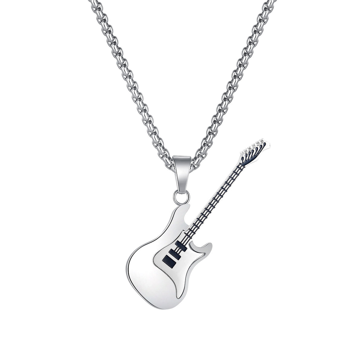 Hip Hop Stainless Steel Guitar Pendant Street Classic Fashion Male Titanium Necklace
