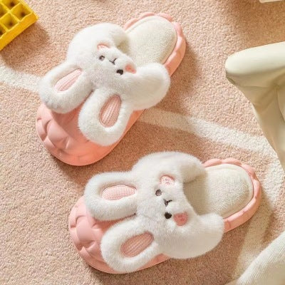 Removable Rabbit Cotton Slippers Women Wear New Winter Home Thick Soled Wool Shoes