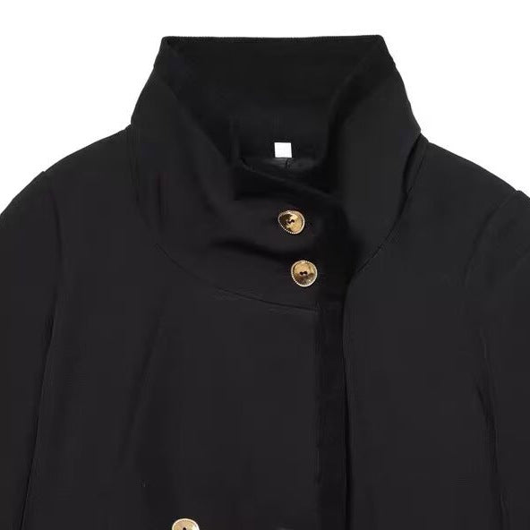 Style Fashionable Casual Gold-Buttoned Short Blazer Jacket for Women