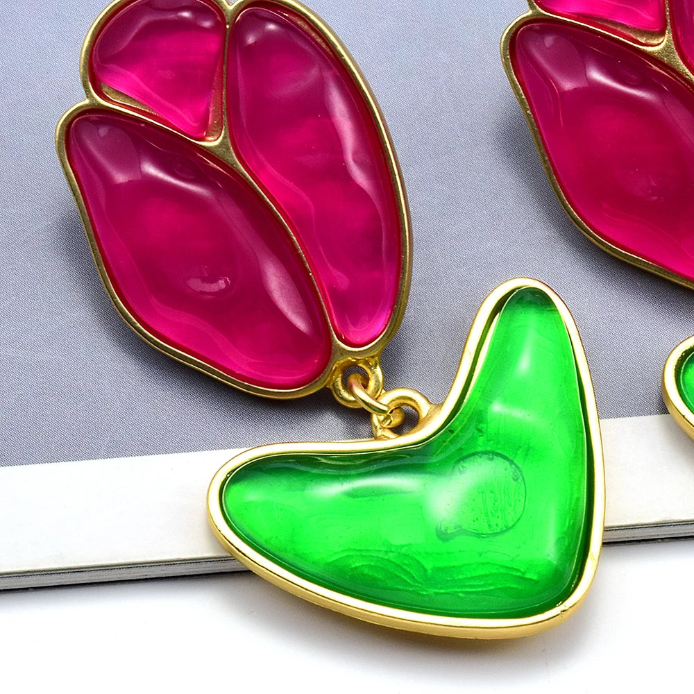 New Lovely Fashion Resin Drop Earrings For Women Girls Cute Flower Plant Earrings Wholesale Jewelry Gifts