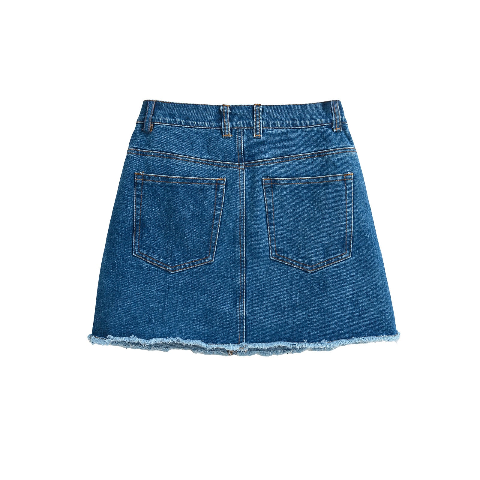 Hairy edge A-line denim skirt half skirt for women