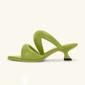 Women Comfortable Thick Strip Design Sandals Thin High Heel Slippers Banquet Party Wedding Shoes