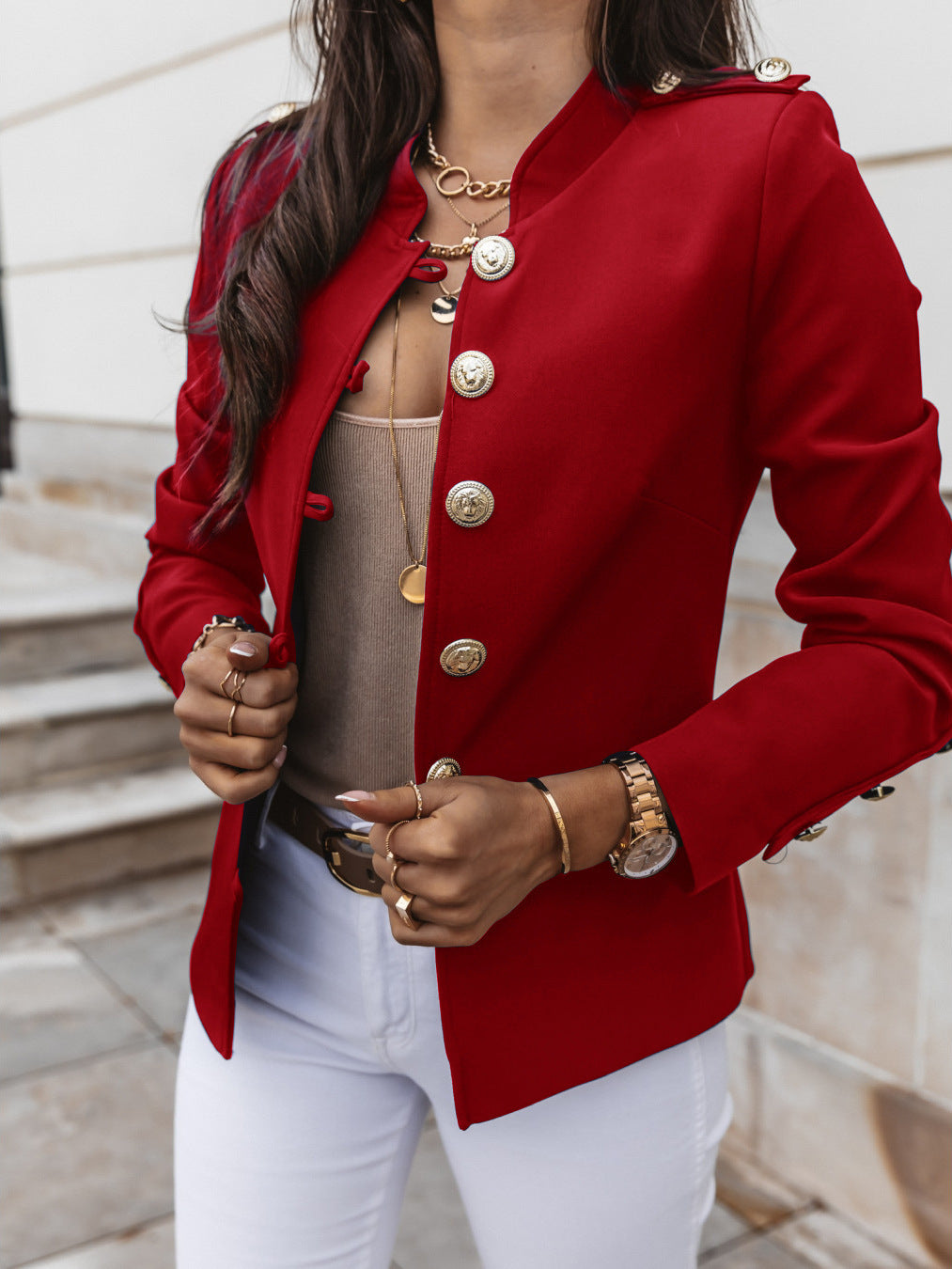 Copy of Fashionable Long Sleeve Fitted Buttoned Blazer Short Jacket