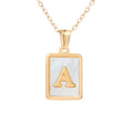 New Stainless Steel Square Letter Necklace Female Gold Shell Inlaid Titanium Steel English Pendant Necklace