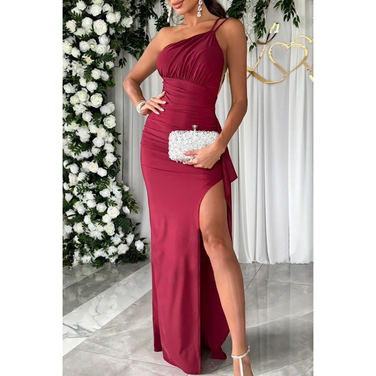 Spring and Summer New Off-the-Shoulder Slit Dress INS Casual Party Multi-color Dress for Women