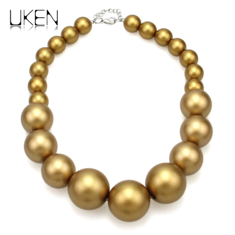 Women Imitation Pearl Beads Chain Maxi Necklace Fashion Jewelry Statament Choker Necklace For Dress Accessories