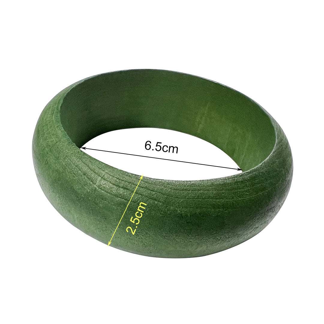 Thick Square Round Wood Bangles Fashion Women Vintage Designer Bracelet Jewelry Gift