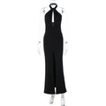 Sexy Deep V-Neck Sleeveless Halter Backless Slit Dress Women
