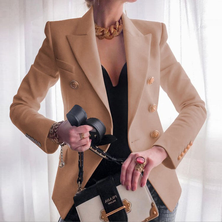 Fashionable Casual Solid Color Blazer Short Jacket for Women
