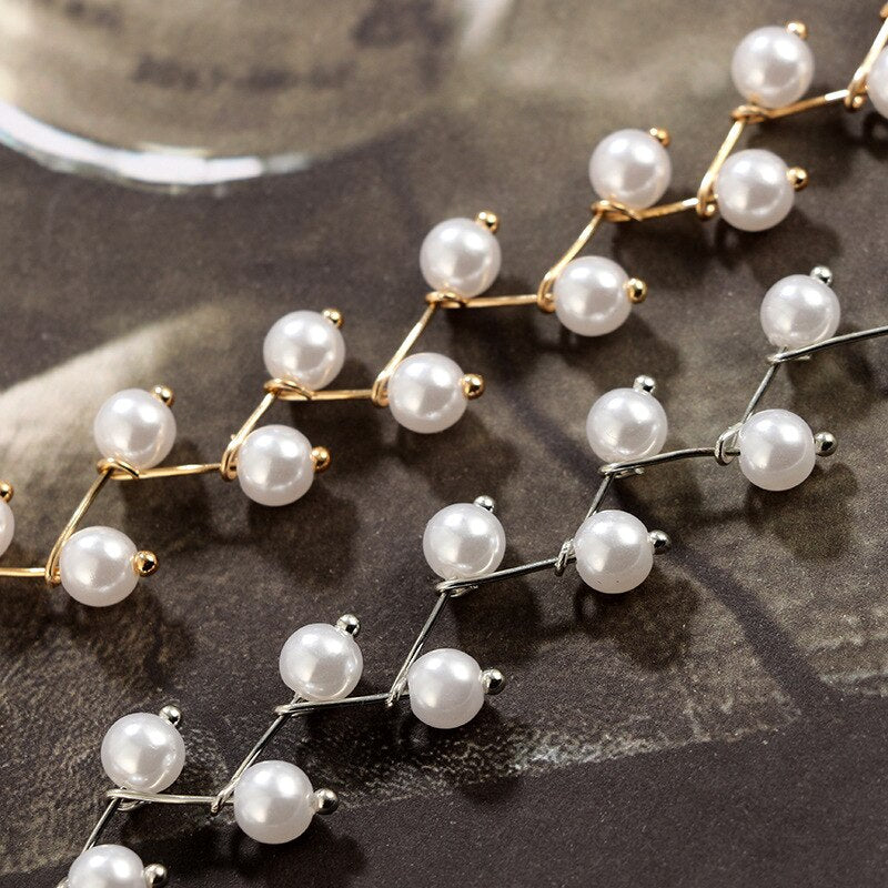 Fashion Women Necklace Choker Pearl Necklace Statement Ladies Collares Gold Color Alloy Jewelry Birthday Gift