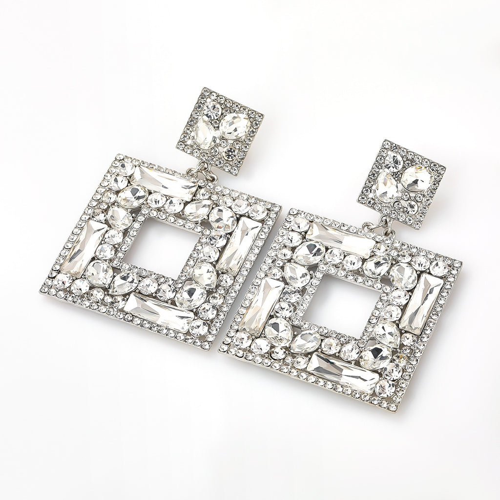 Boutique Fashion Women Glass Crystal Big Dangle Earrings For Women Fashion Jewelry Trendy Lady's Statement Earrings Accessories