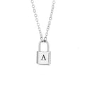 New Stainless Steel Silver 26 English Letter Lock Necklace Men And Women Concentric Lock Pendant Letter Necklace