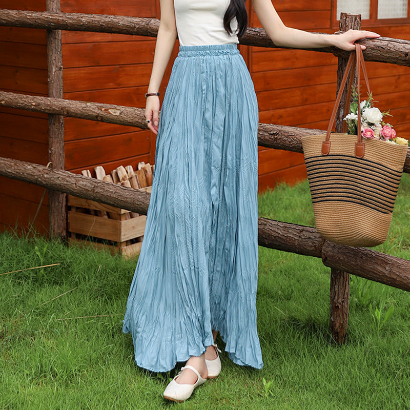 High waist slimming pleated skirt for women