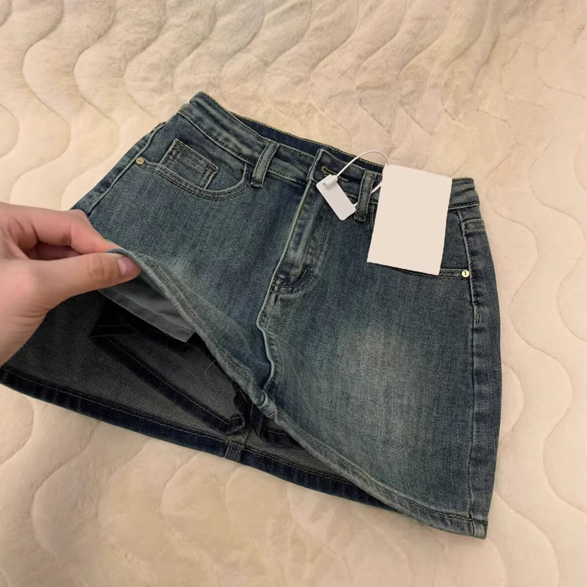 Vintage Denim Mini Skirt for Women