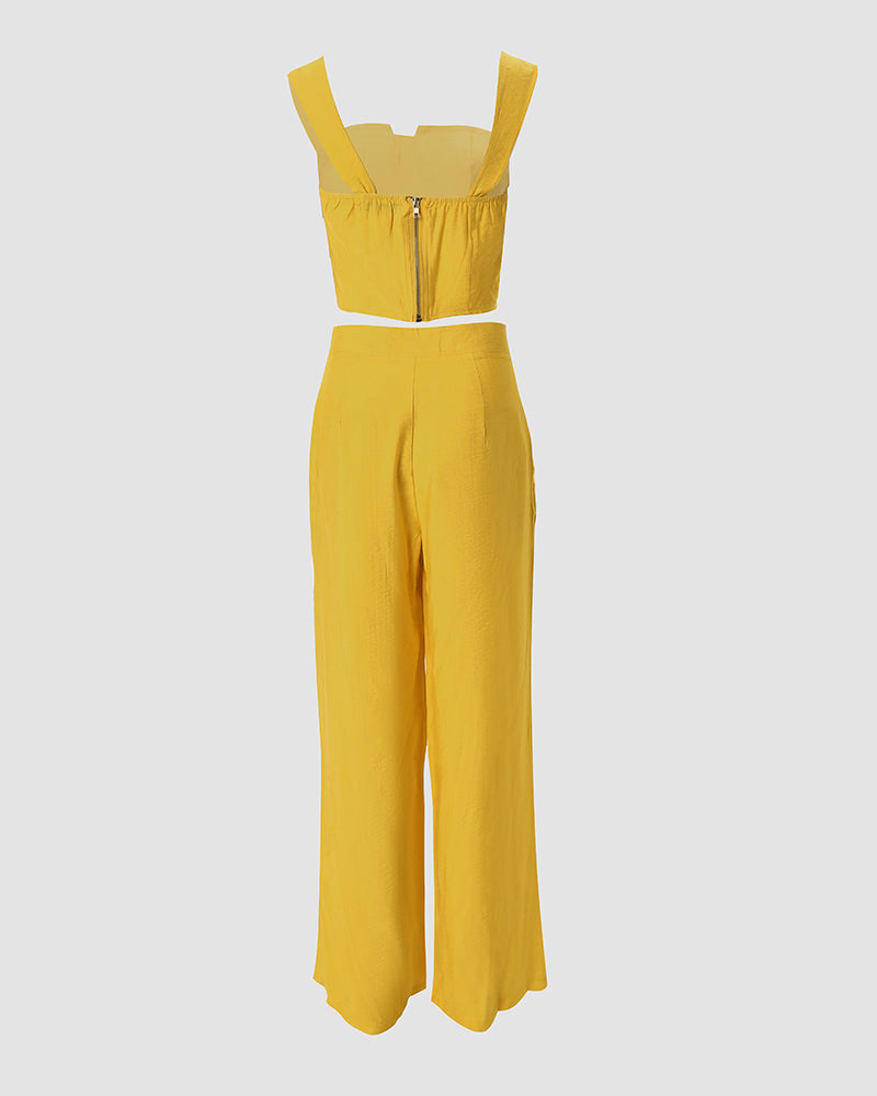 Women Suspender Top&Pants Set European and American Womens Slim Fitting Tank Top Sexy Casual Set