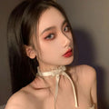 Gentle Lace Bow Necklace Versatile Short Clavicle Chain Necklace Women