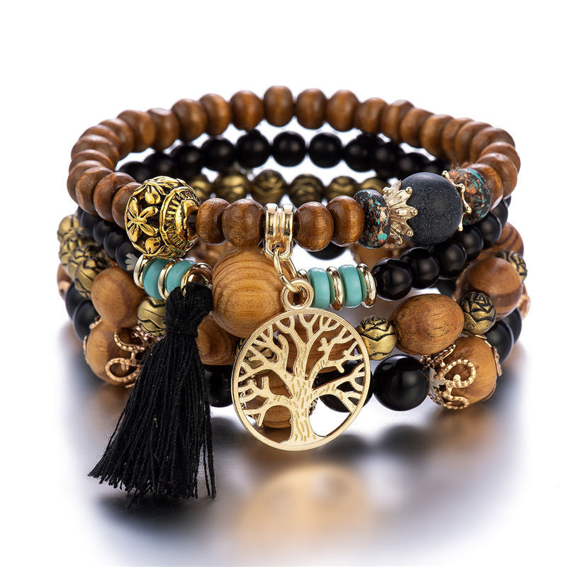Boho Multilayer Wooden Beaded Bracelet Stretch Bracelet Jewelry