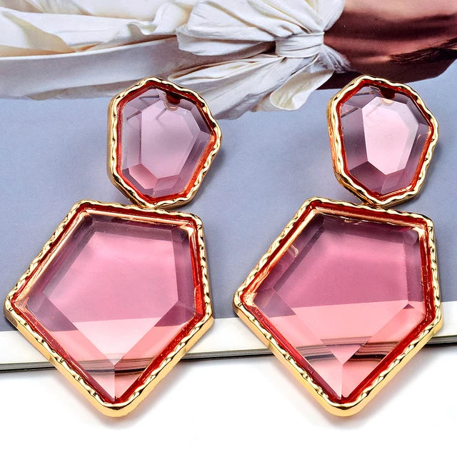 High-Quality Clear Pure Resin Drop Earrings Statement Hot Selling Metal Fashion Jewelry Accessories For Women