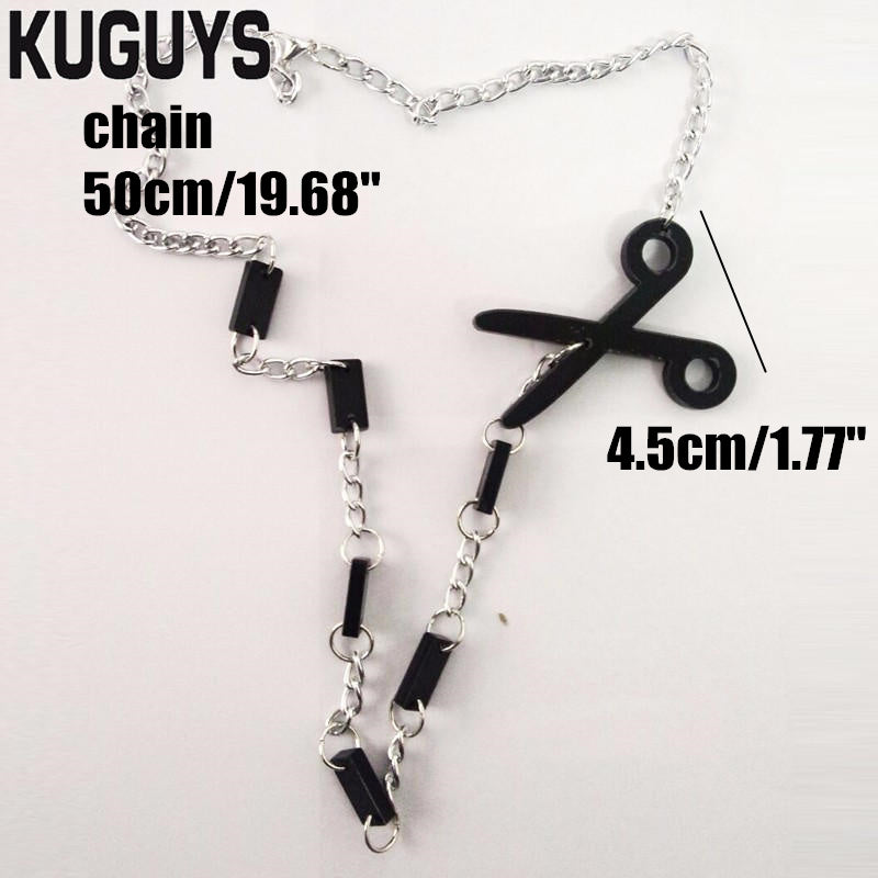 Trendy Gril's Jewelry Black Scissors Necklace for Women HipHop Rock Pendant Necklace Sweater Chain Fashion Accessories