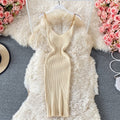 Knit Cut Out Dress Jurk Dames Beach Dresses for Women Female Crochet Dresses Strap Sleeveless Dress