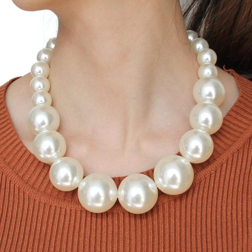 Women Imitation Pearl Beads Chain Maxi Necklace Fashion Jewelry Statament Choker Necklace For Dress Accessories