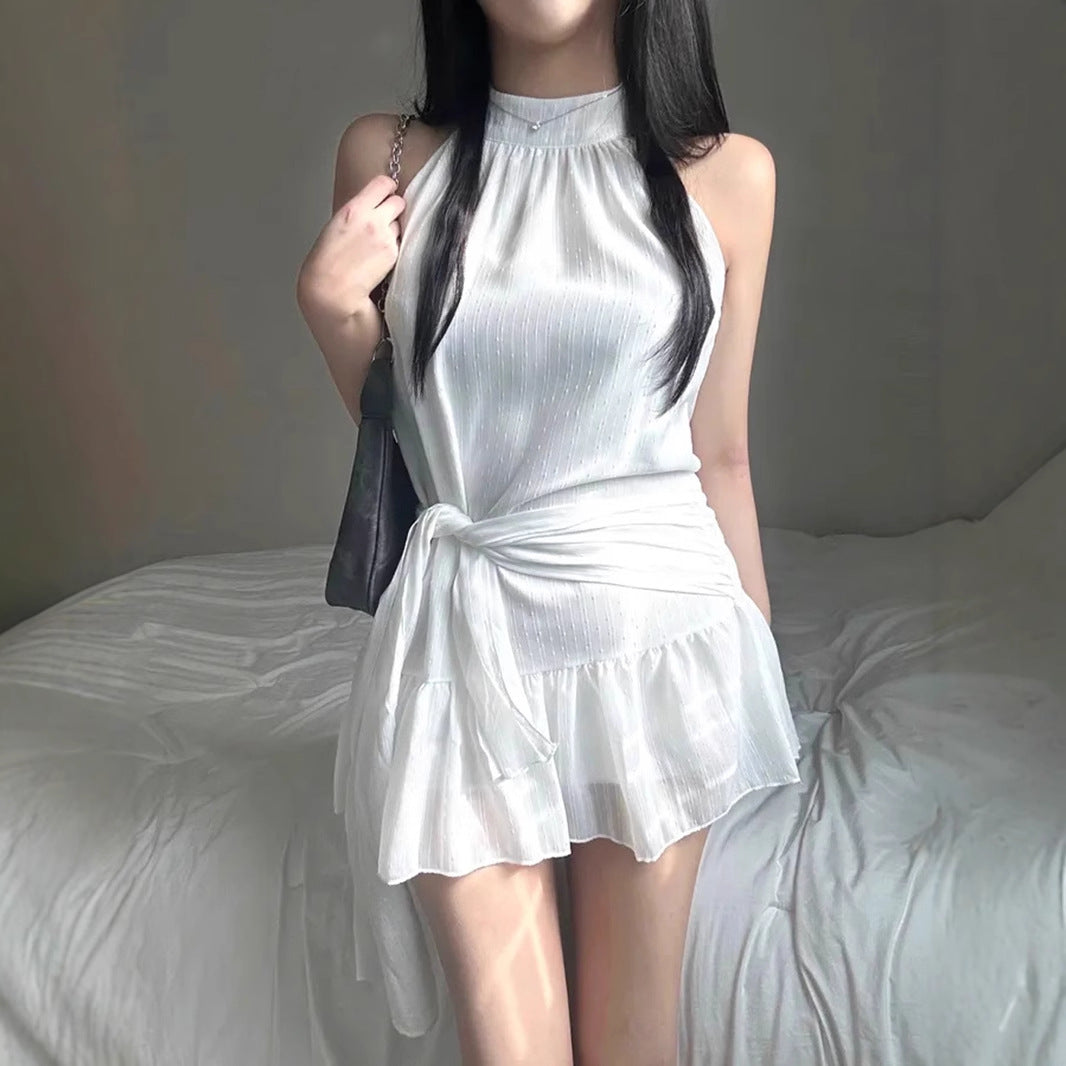 Sleeveless Dress for Women Slimming Waistband Short Skirt
