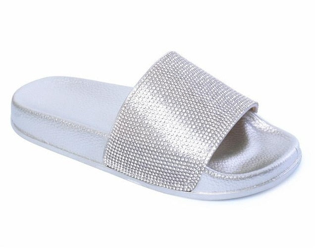 Slippers Flip Flops Summer Slides Women Shoes Crystal Diamond Bling Beach Slides Sandals Casual Shoes Slip On