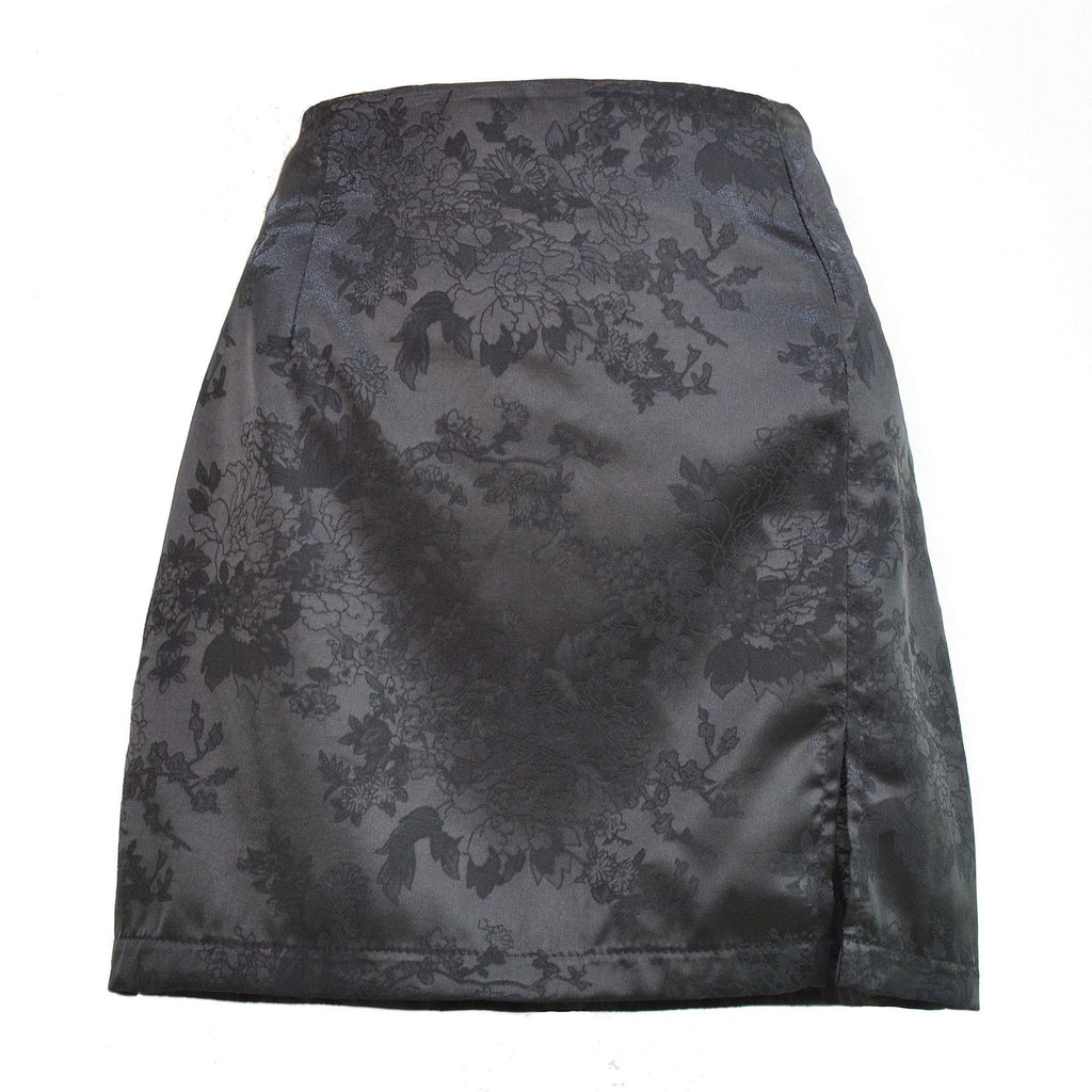 Split skirt sexy jacquard high waisted zipper skirt for women