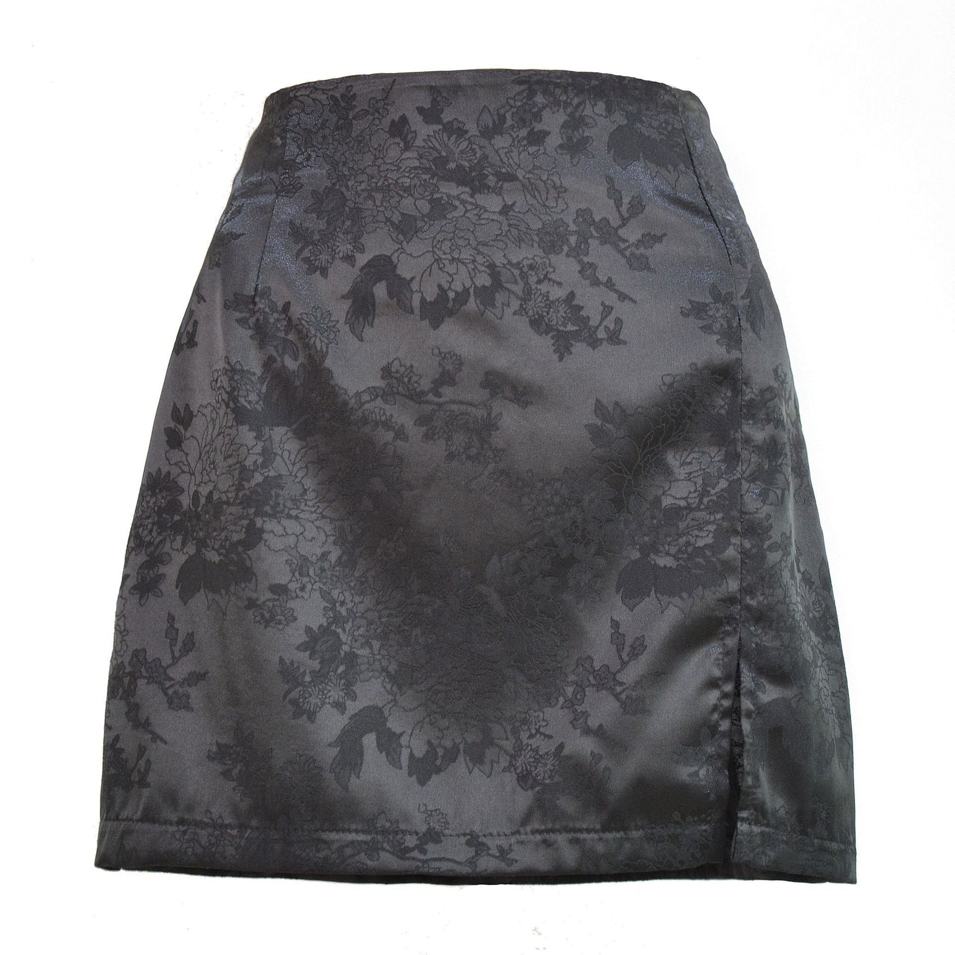 Split skirt sexy jacquard high waisted zipper skirt for women