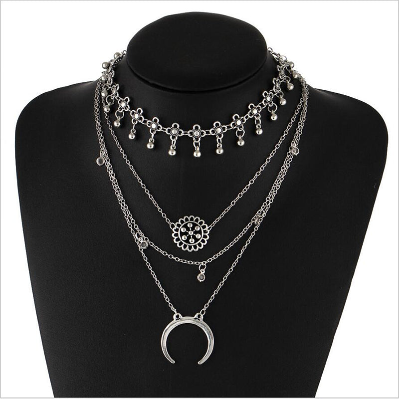 Rscvonm Women Necklace tassel Statement Necklaces Pendants Vintage Jewelry Multi Layers Long Necklace Tassel pendant Necklace