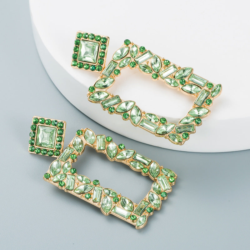 Multicolor Square Drop Dangle Earrings For Women Popular Unusual Crystal Wedding Party Pendant Statement Jewelry
