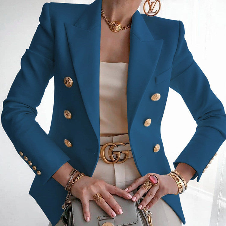 Fashionable Casual Solid Color Blazer Short Jacket for Women