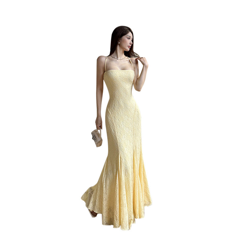 Bareback strap fishtail dress for women