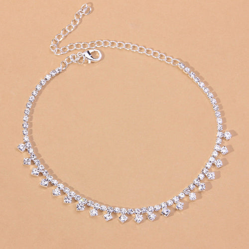 Bijoux de cheville en strass goutte d'eau pour femmes Argent/Or
