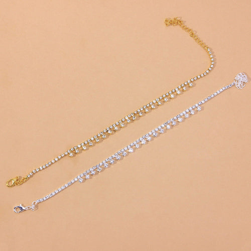 Bijoux de cheville en strass goutte d'eau pour femmes Argent/Or