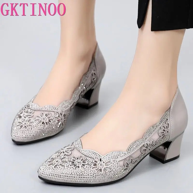 GKTINOO 2026 Summer Fashion Hollow Out Genuine Women Shoes