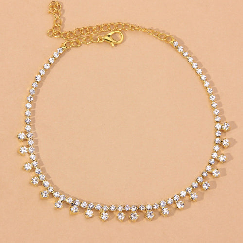 Bijoux de cheville en strass goutte d'eau pour femmes Argent/Or