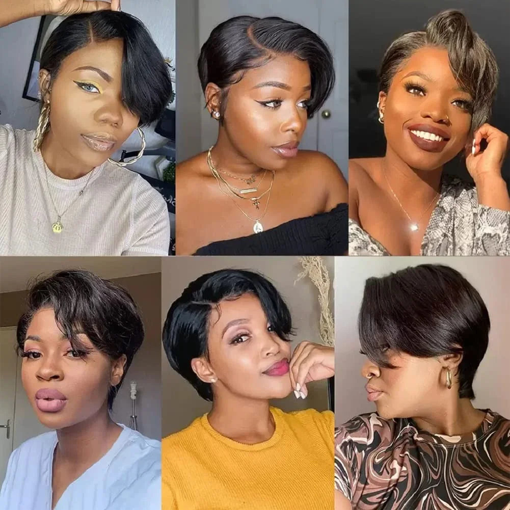 Pixie Cut 13x4 Transparent Lace Front Wigs 100% Human Hair Wig For Women