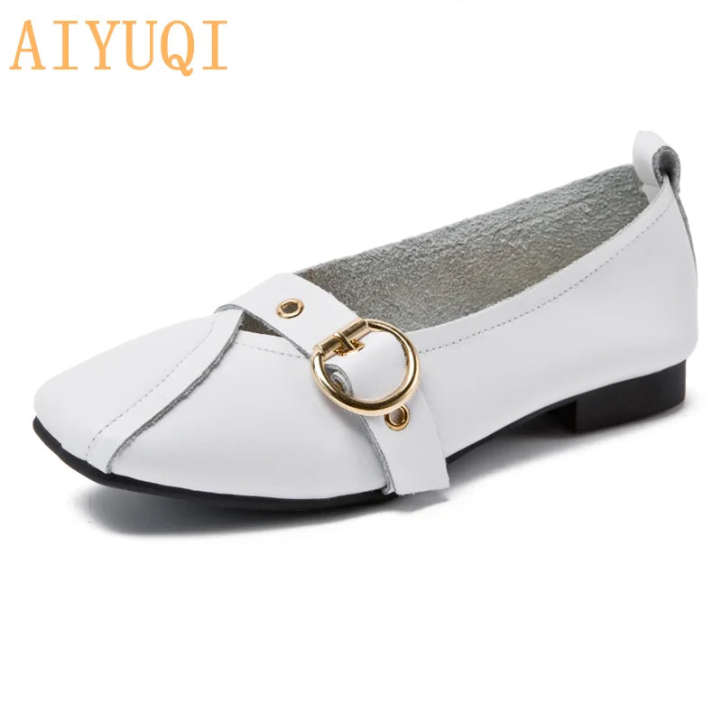 AIYUQI Women Shoes Fashion 2026 New Genuine Leather Flat Shoes Comfortable