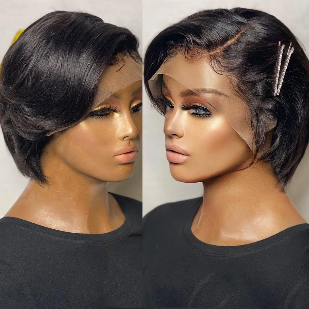 Pixie Cut 13x4 Transparent Lace Front Wigs 100% Human Hair Wig For Women