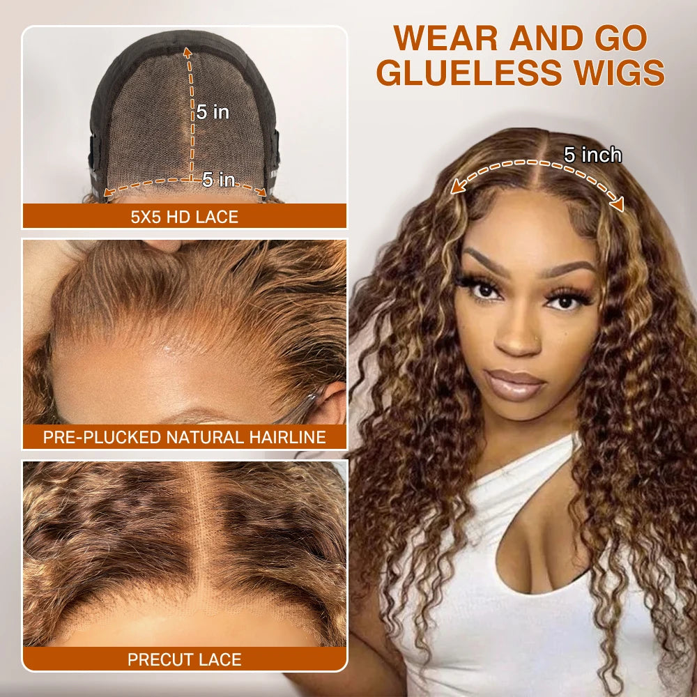 Honey Blonde Glueless Human Hair Wig