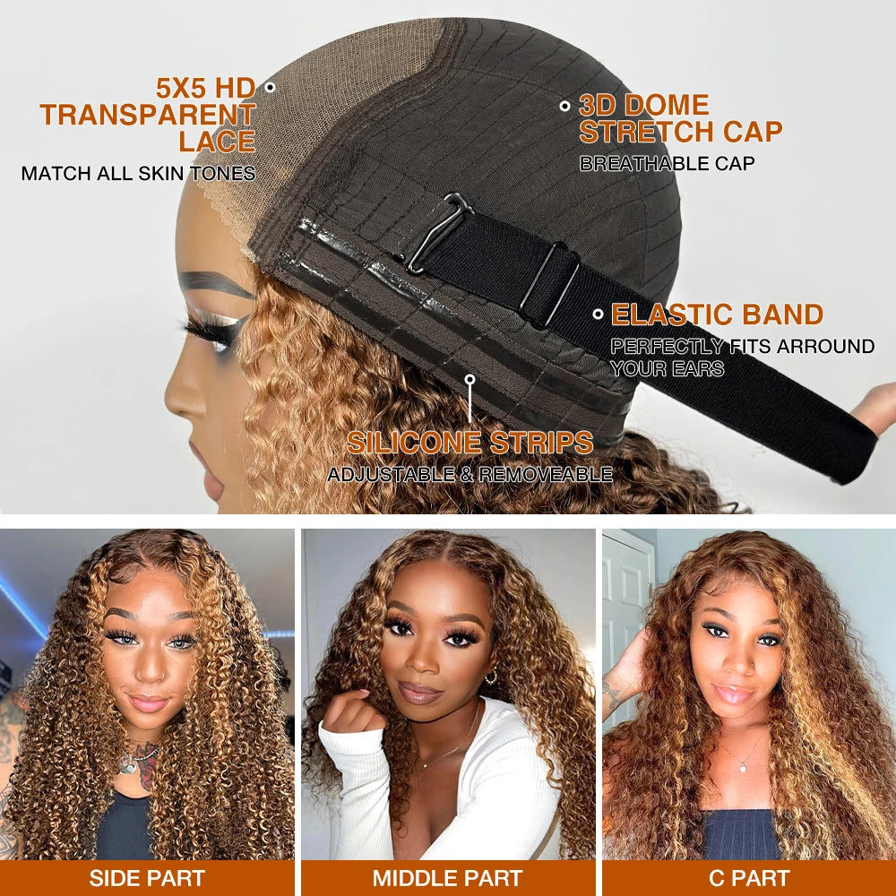 Honey Blonde Glueless Human Hair Wig