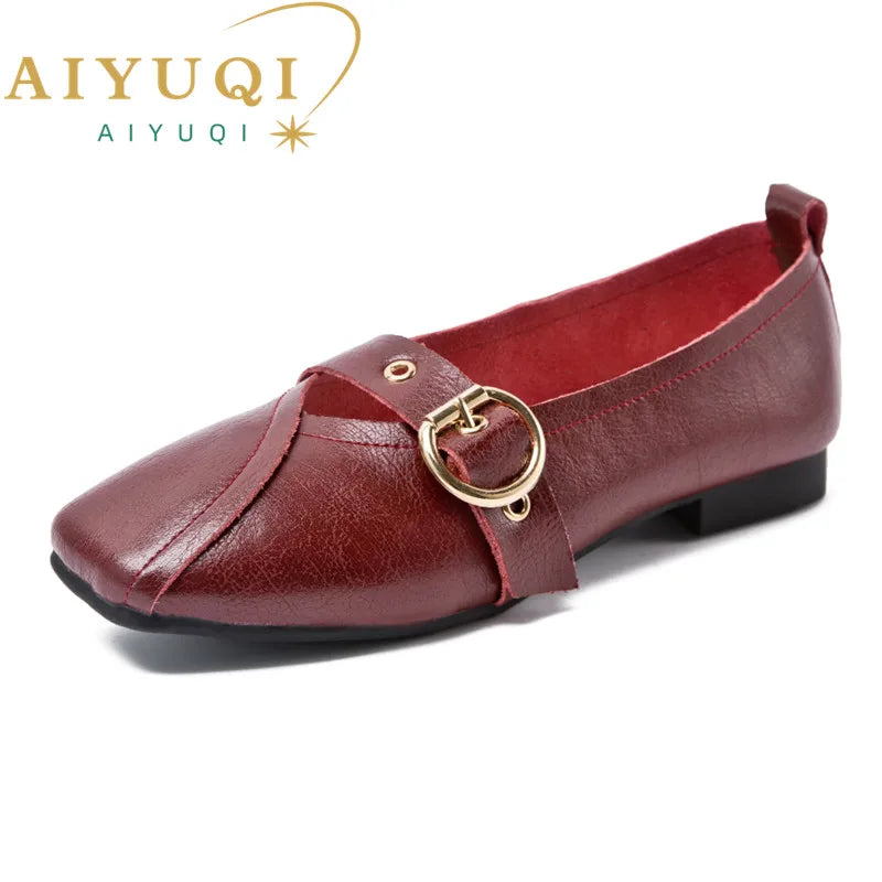 AIYUQI Women Shoes Fashion 2026 New Genuine Leather Flat Shoes Comfortable